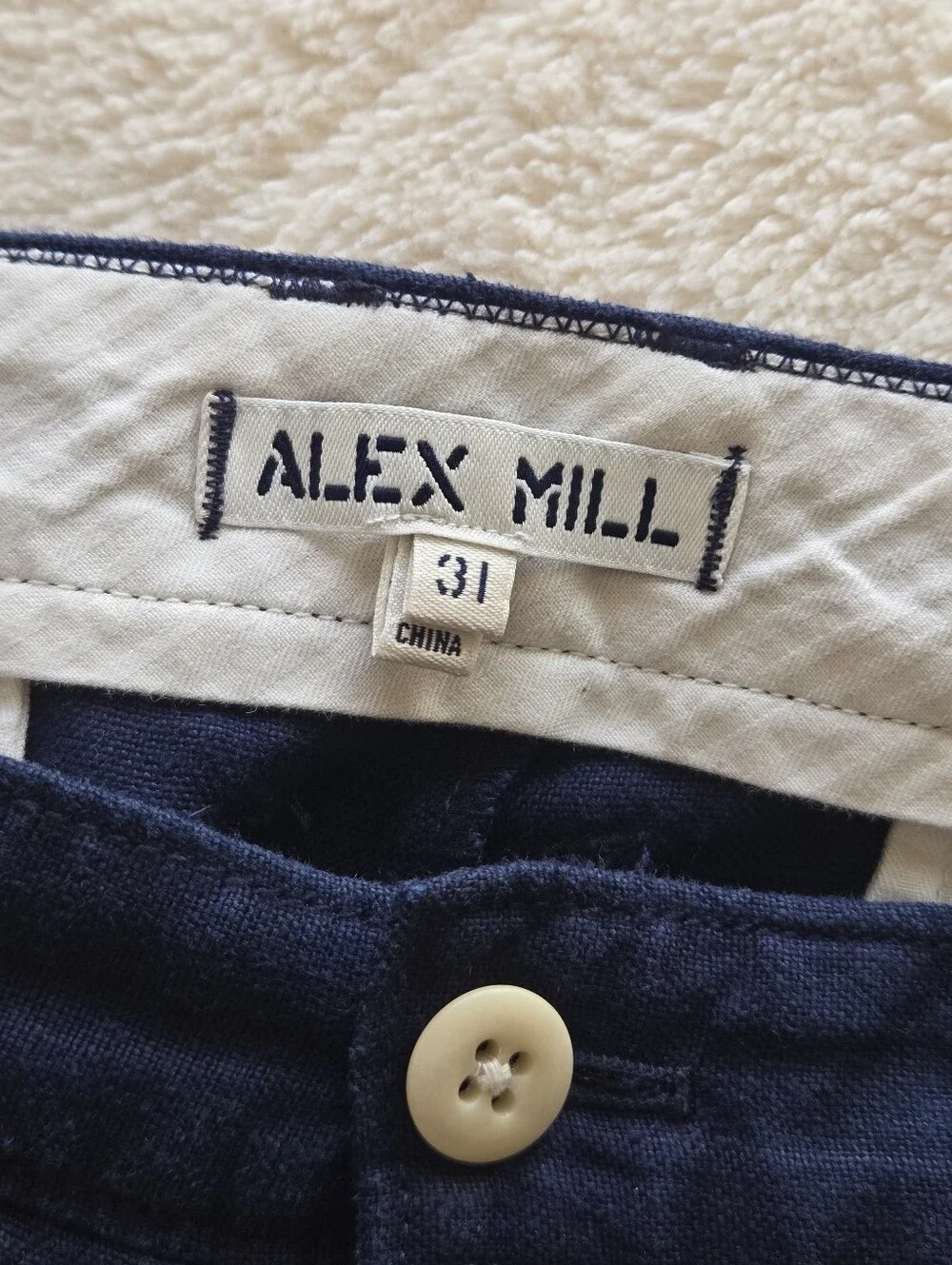 Alex Mill Linen 100% Navy Blue Standard Pleated 100% Linen Pants Men's Size 31